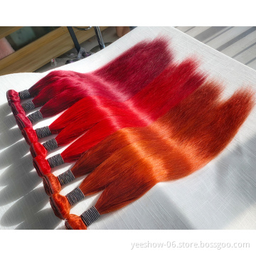Wholesale Colored Brazilian Human Hair Bundles, Red Bone Straight Human Hair Extension, Blonde Colorful Human Hair Vendors